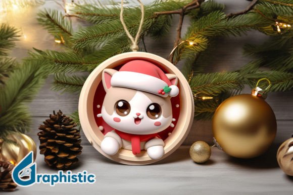 3D Cat Christmas Ornament Front 20: A Versatile Graphics Asset