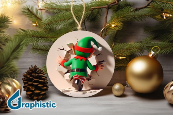 3D Cute ELF Christmas Ornament B 137: A Festive Graphics Gem