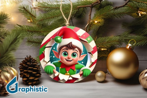 3D Cute ELF Christmas Ornament F 128: A Festive Graphics Gem