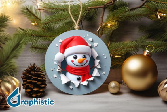 3D Snowman Christmas Ornament Graphics for Brand Design
