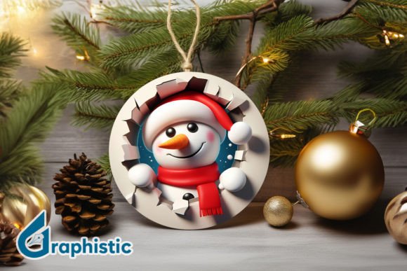 3D Snowman Ornament Graphics for Holiday Crafting
