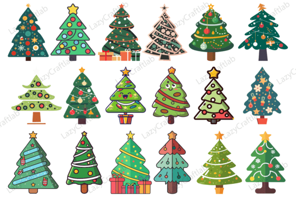 A Christmas Trees Vector Bundle for Branding & Illustrations