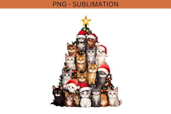 A Festive Cat Christmas Tree Graphic for Creative Publishers