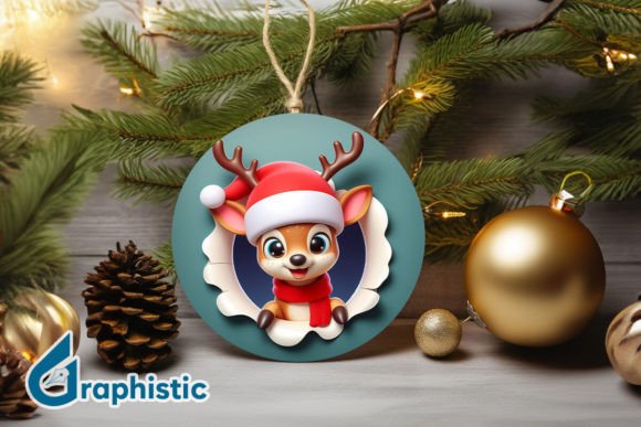 A Festive Reindeer Ornament Graphics for Crafters