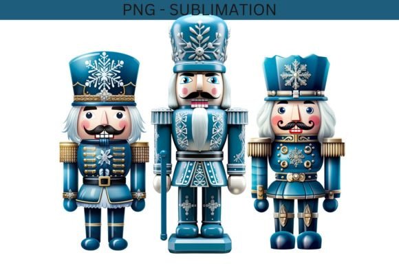 Blue Christmas Nutcracker PNG for Festive Branding