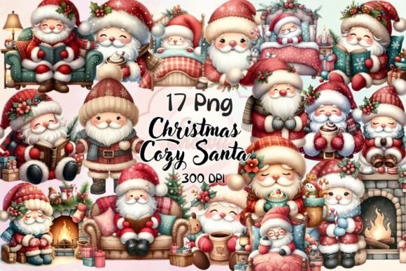 Christmas Cozy Santa Sublimation Clipart for Graphics