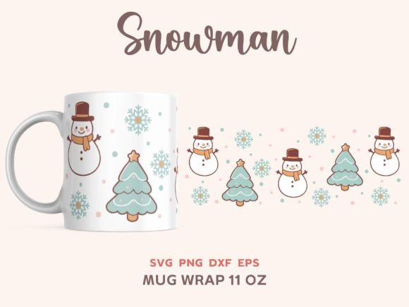 Christmas Snowman Mug11oz SVG Wrap: A Festive Graphic Asset