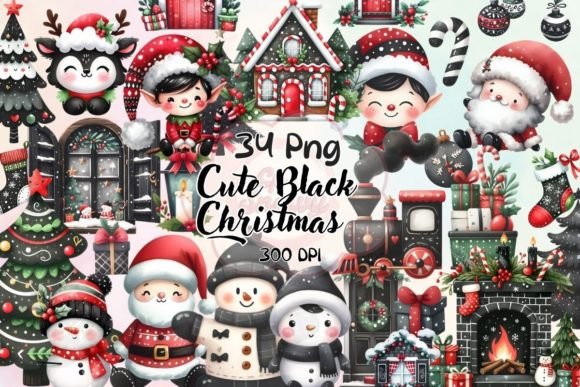 Cute Black Christmas Bundle: A Versatile Graphics Set