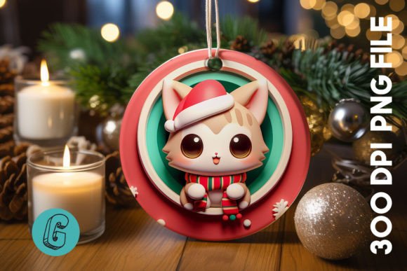 Cute Cat Christmas Ornament: A Charming Graphics Asset