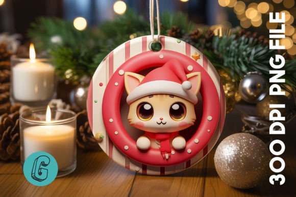 Cute Cat Christmas Ornament Front 10 Review