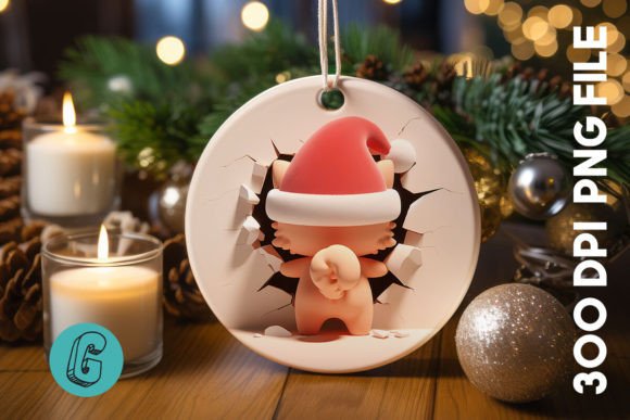 Cute Cat Christmas Ornament: Ideal for Creative Graphics