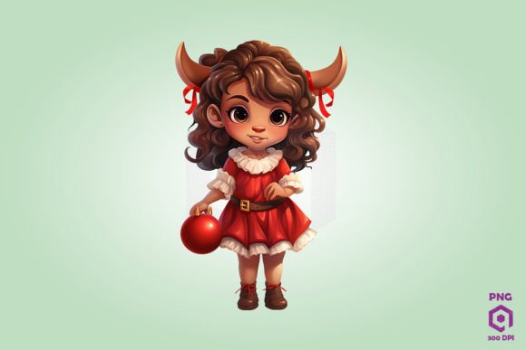 Cute Chibi Christmas Taurus Clipart: A Versatile Graphics Asset