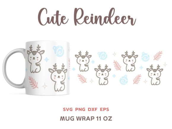 Cute Christmas Reindeer Mug 11oz Wrap: A Festive Graphics Gem