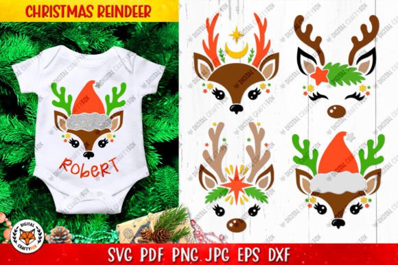 Cute Christmas Reindeer SVG Graphics for Product Creators