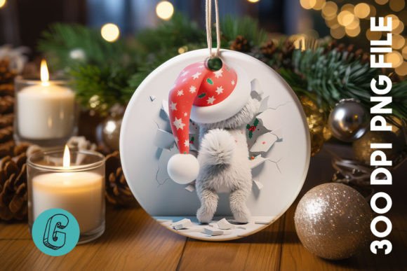 Cute Dog Christmas Ornament Back 23: A Charming Graphics Illustration