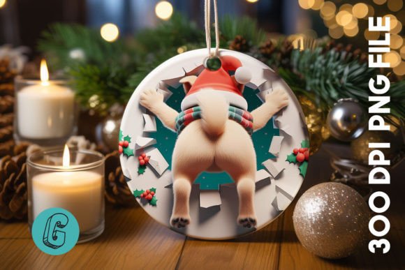 Cute Dog Christmas Ornament Back 37: A Charming Graphics Asset
