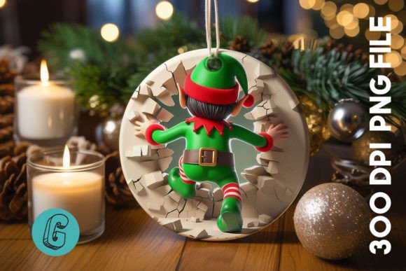 Cute ELF Christmas Ornament B 121 for Brand Graphics & Illustrations