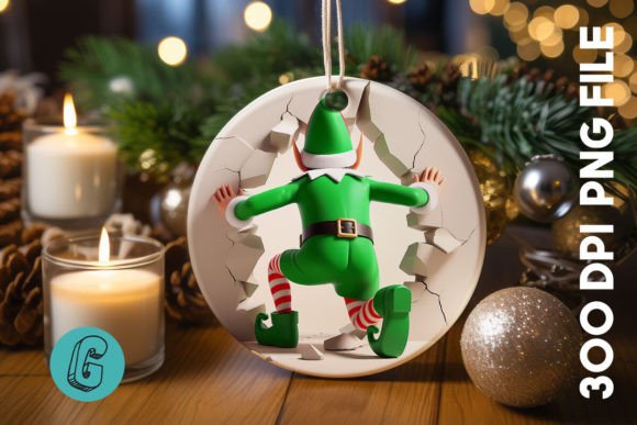 Cute Elf Christmas Ornament Graphics for Festive Illustrations