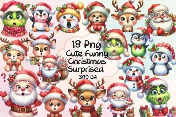 Cute Funny Christmas Surprised Clipart: A Graphics Must-Have