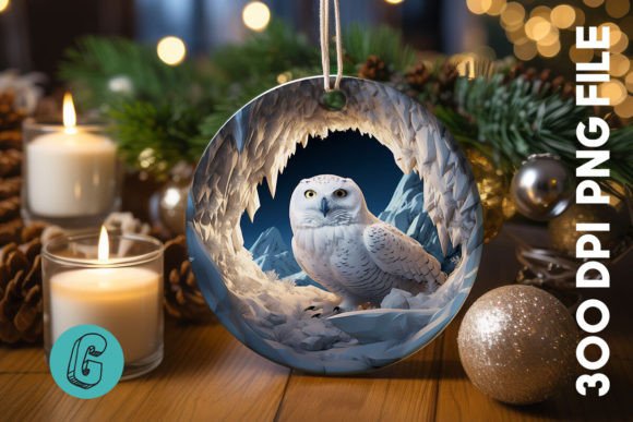 Cute Owl Christmas Ornament PNG 06: A Charming Graphics Asset