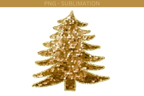 Gold Sequin Christmas Tree: A Festive Graphic for Craft & Business