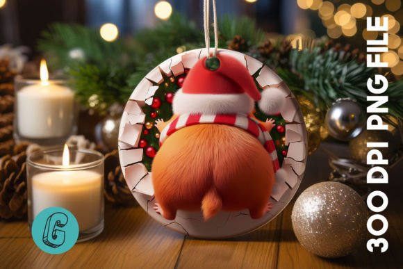 Guinea Pig Christmas Ornament Back 09: A Festive Graphics Gem