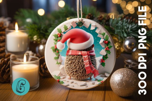 Hedgehog Christmas Ornament Back 13: A Festive Graphic Asset