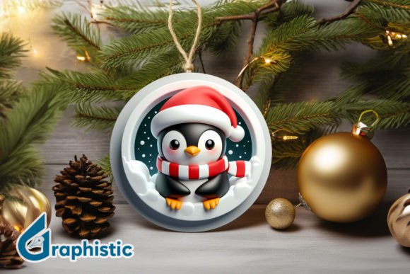 Penguin Ornament Graphics for Festive Brand Illustrations