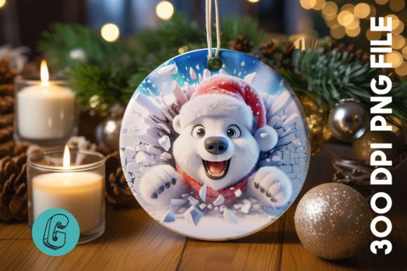 Polar Bear Christmas Ornament: A Festive Graphic for Local Brands
