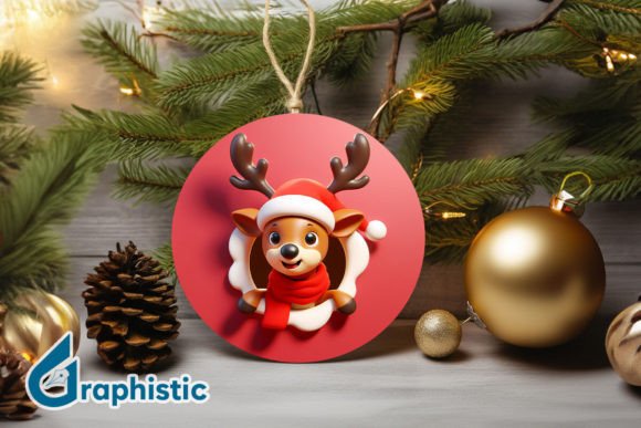 Reindeer 3D Ornament Front for Graphic Crafting