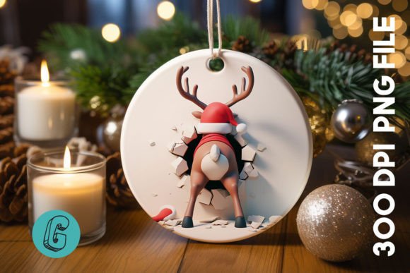 Reindeer Christmas Ornament Back 39: A Versatile Graphic for Creators