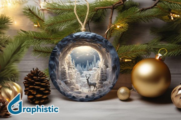 Reindeer Christmas Ornament PNG 12: A Festive Graphics Gem