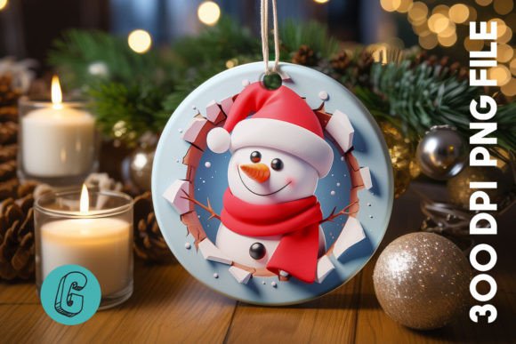 Snowman Christmas Ornament Front 42 Graphics for Seasonal Editorial Use